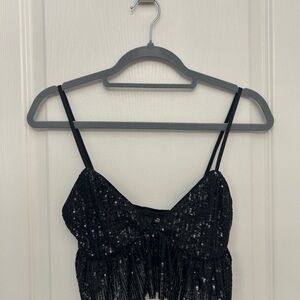Garage Black Sequin Camisole Crop Top